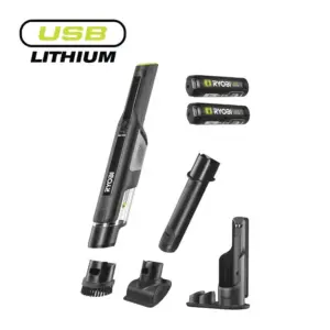 RYOBI 4V USB Lithium Cordless Hand Vac Kit with Charging Base Station (2x 2.0Ah) RHV44-220G