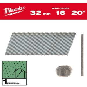 Milwaukee 32mm 16 Gauge Galvanised 20° Thin Head Brad Nails 4932492582