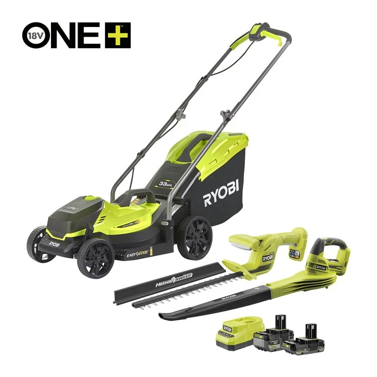 RYOBI 18V ONE+ Cordless 3-piece Garden Set (1 x 2.0Ah & 1 x 5.0Ah)